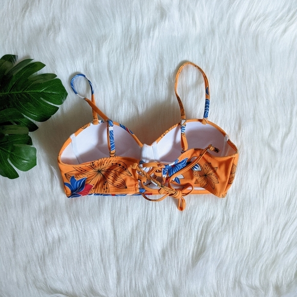 Bikini top, pushup orange floral print multi way, size medium - Picture 7 of 8